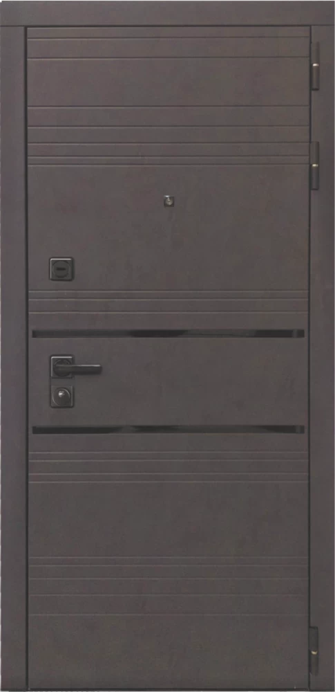 Входная дверь ДвериПРО L-43 Д-19 (16мм, Грецкий орех + черная патина винорит) DPRO195587 внешняя сторона