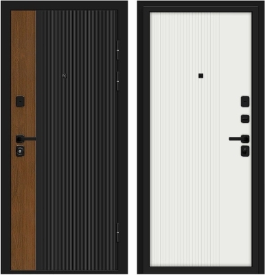 Дверь Браво Optim Z-2 Вертикаль Муар черный-Грецкий Орех/Белый