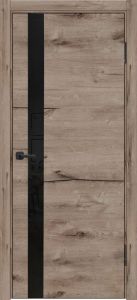 Межкомнатная дверь Лу-45 (пацифик, черное стекло)